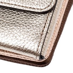 Coach Metallic Tri Color Leather Small Triple Wristlet Clutch
