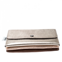 Coach Metallic Tri Color Leather Small Triple Wristlet Clutch