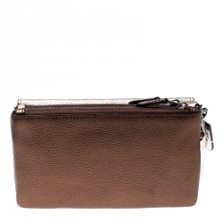 Coach Metallic Tri Color Leather Small Triple Wristlet Clutch