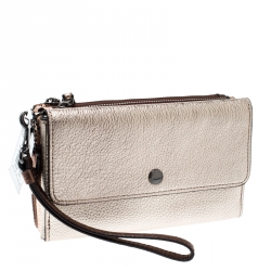 Coach Metallic Tri Color Leather Small Triple Wristlet Clutch
