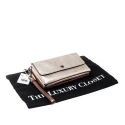 Coach Metallic Tri Color Leather Small Triple Wristlet Clutch