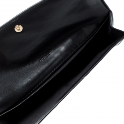 Coach Black Signature Debossed Patent Leather Boxed Soft Wallet