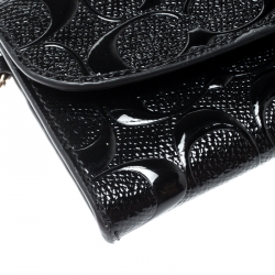 Coach Black Signature Debossed Patent Leather Boxed Soft Wallet