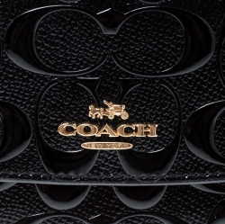 Coach Black Signature Debossed Patent Leather Boxed Soft Wallet