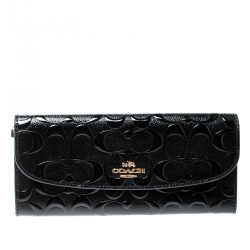 Coach black discount patent leather wallet