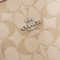 Coach Pink/Beige Floral Print And Signature Coated Canvas Reversible City Tote