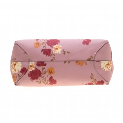 Coach Pink/Beige Floral Print And Signature Coated Canvas Reversible City Tote