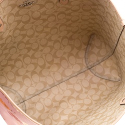 Coach Pink/Beige Floral Print And Signature Coated Canvas Reversible City Tote