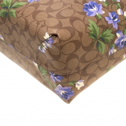 Coach Brown/Khaki Floral Print Coated Canvas Reversible City Tote