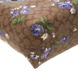 Coach Brown/Khaki Floral Print Coated Canvas Reversible City Tote