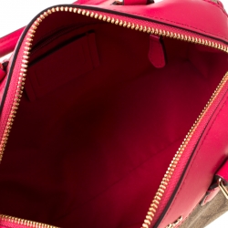 Coach Beige/Hot Pink Signature Coated Canvas and Leather Mini Bennett Satchel