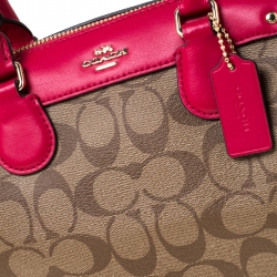 Coach Beige/Hot Pink Signature Coated Canvas and Leather Mini Bennett Satchel