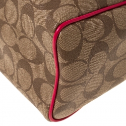 Coach Beige/Hot Pink Signature Coated Canvas and Leather Mini Bennett Satchel