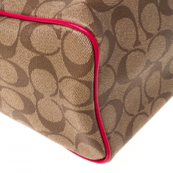 Coach Beige/Hot Pink Signature Coated Canvas and Leather Mini Bennett Satchel