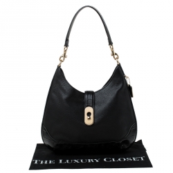 Pre Owned Coach Black Leather Amber Hobo