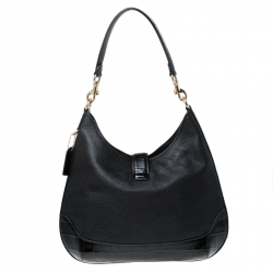 Pre Owned Coach Black Leather Amber Hobo