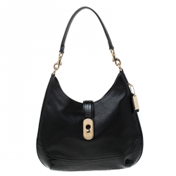 Pre Owned Coach Black Leather Amber Hobo