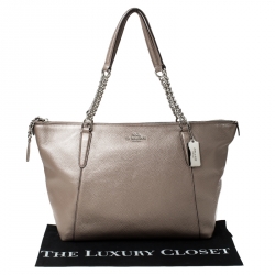 Coach Beige Leather Ava Chain Tote