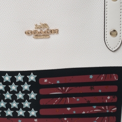 Pre Owned Coach Cream Flag Coated Canvas and Leather Reversible City Tote