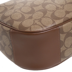 Coach Brown Signature Coated Canvas and Leather Zip Hobo