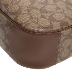 Coach Brown Signature Coated Canvas and Leather Zip Hobo