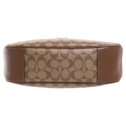Coach Brown Signature Coated Canvas and Leather Zip Hobo
