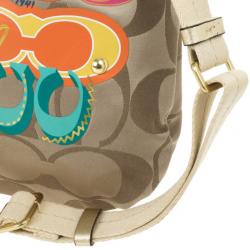 Pre Owned Coach Khaki Daisy Poppy C Applique Hobo