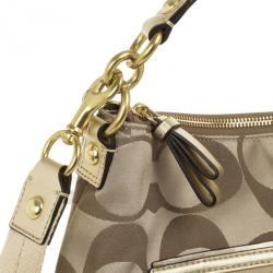 Pre Owned Coach Khaki Daisy Poppy C Applique Hobo