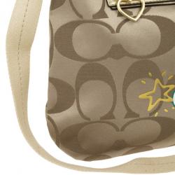 Pre Owned Coach Khaki Daisy Poppy C Applique Hobo