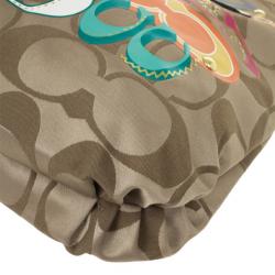 Pre Owned Coach Khaki Daisy Poppy C Applique Hobo