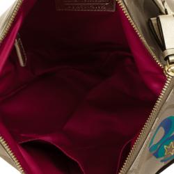 Pre Owned Coach Khaki Daisy Poppy C Applique Hobo