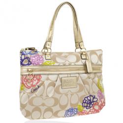 Pre Owned Coach Daisy Applique Multicolor Tote