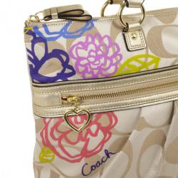 Pre Owned Coach Daisy Applique Multicolor Tote