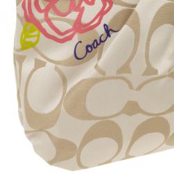 Pre Owned Coach Daisy Applique Multicolor Tote