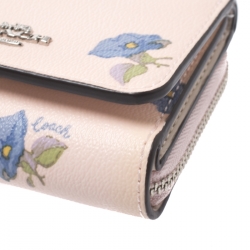 Coach Multicolor Bell Flower Print Coated Canvas Trifold Wallet