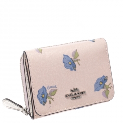 Coach Multicolor Bell Flower Print Coated Canvas Trifold Wallet
