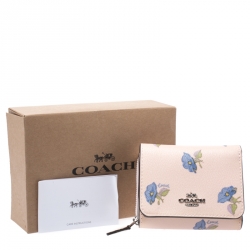 Coach Multicolor Bell Flower Print Coated Canvas Trifold Wallet