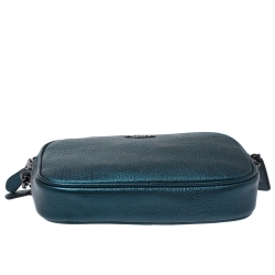 Coach Metallic Green Leather Double Zip Crossbody Bag