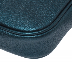 Coach Metallic Green Leather Double Zip Crossbody Bag
