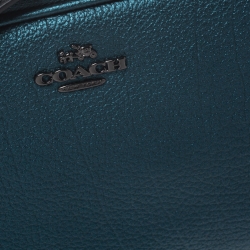 Coach Metallic Green Leather Double Zip Crossbody Bag