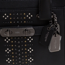 Coach Black Leather Swagger Studded Tote