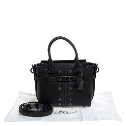 Coach Black Leather Swagger Studded Tote