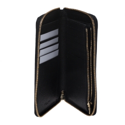 Coach Black Leather Accordion Zip Around Wallet