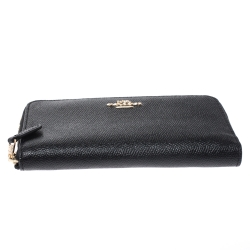 Coach Black Leather Accordion Zip Around Wallet