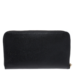 Coach Black Leather Accordion Zip Around Wallet