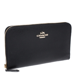 Coach Black Leather Accordion Zip Around Wallet