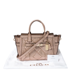 Coach Rose Gold Quilted Leather Swagger 27 Carryall Satchel