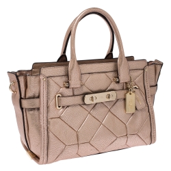 Coach Rose Gold Quilted Leather Swagger 27 Carryall Satchel