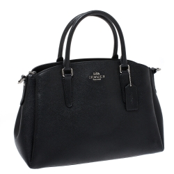 Pre Owned Coach Black Leather Sage Carryall Satchel