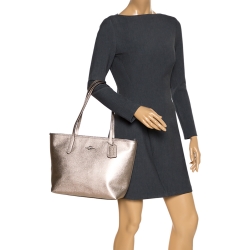 Coach Rose Platinum Leather Avenue Tote